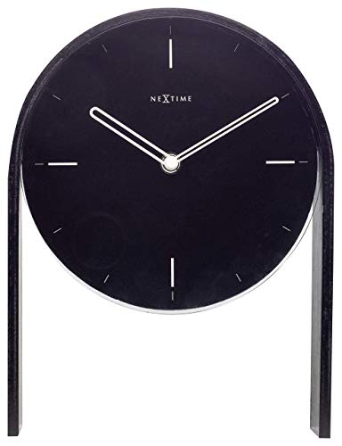 NeXtime ausgefallende Tischuhr 5225ZW Noa Table,, Holz, schwarz 27x21x6,5cm, Ø 21 cm Cover