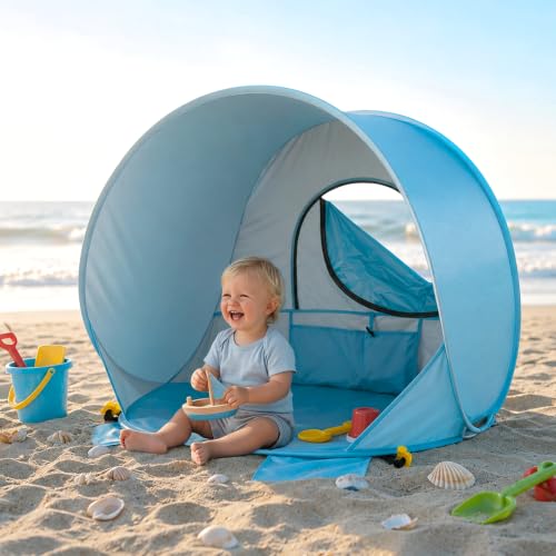 UNEEDE Baby Beach Tent, Easy Pop Up Baby Tent with UPF 50+ Sun Protection