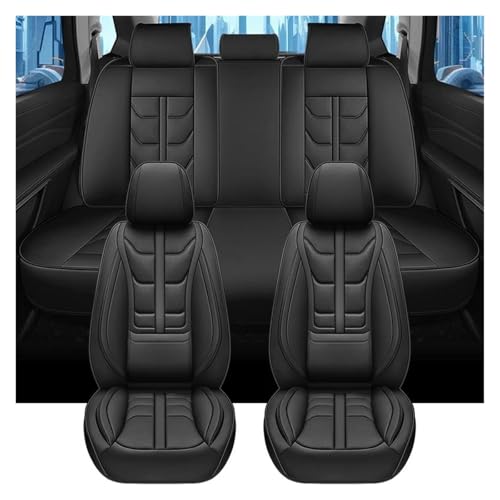 Housses de siège voiture en cuir premium noir, protection intégrale 5 places