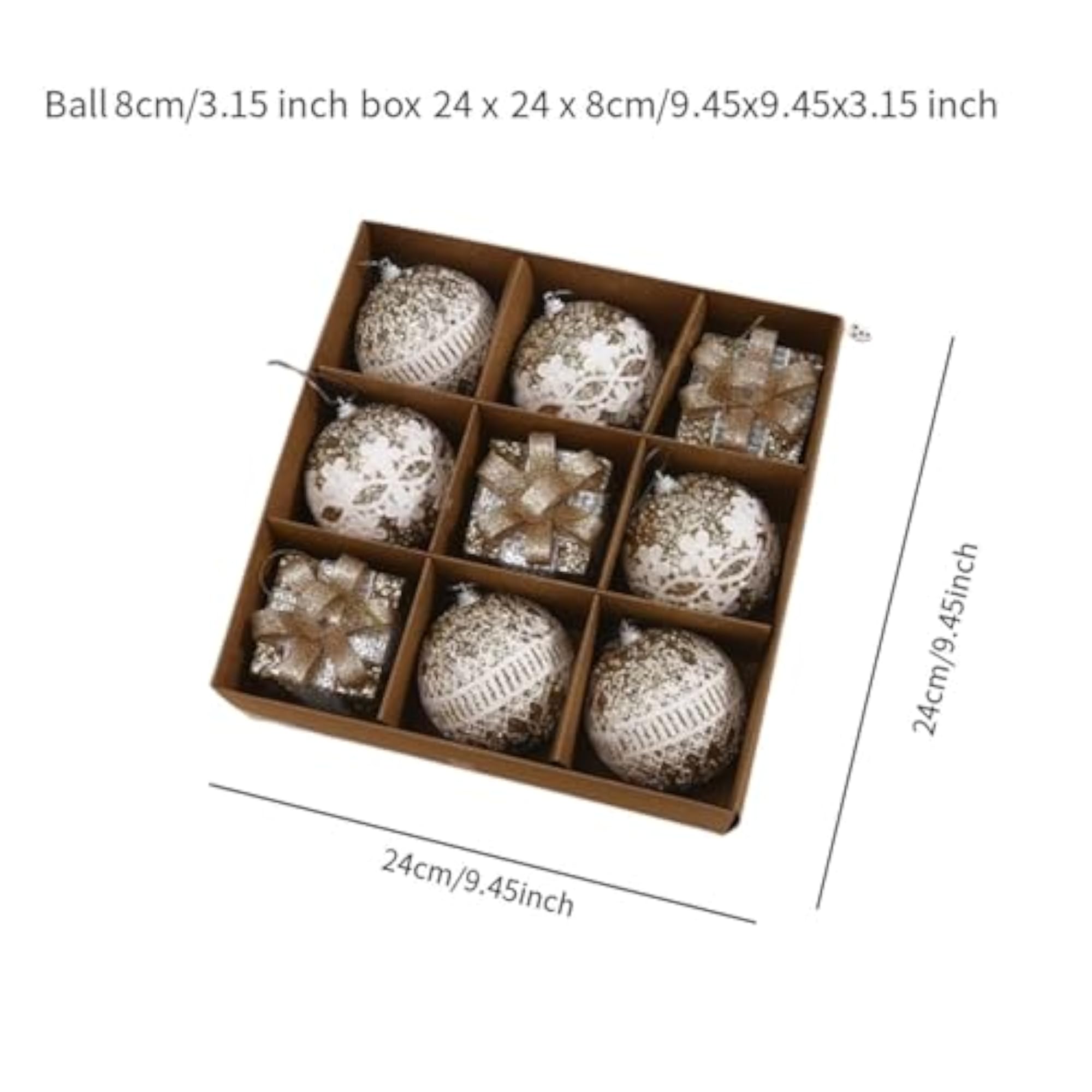 9 Pieces Christmas Ball Baubles Decorative Set