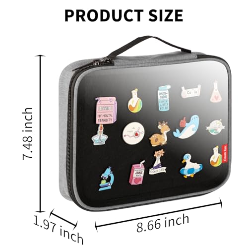 Image of Oeun fan Enamel Pin Display Book, Small Collections Or Travel Pin Trading Book, Pin Collector Display Bag,6-Page Pin Display Board,Pin Display Case (Silver Grey)