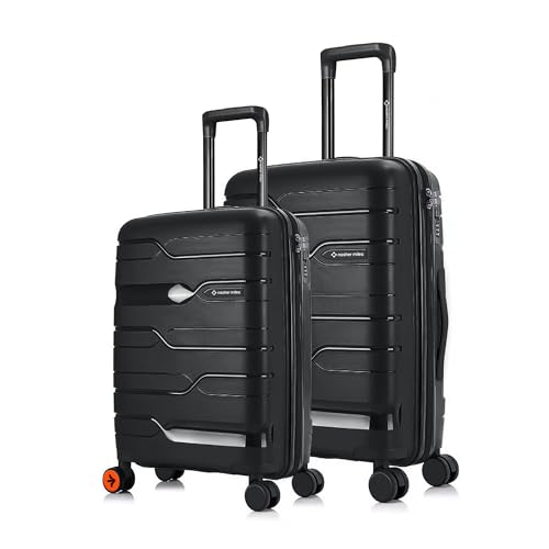 Image of Nasher Miles Paris Hard-Sided Polypropylene Spinner Luggage Set of 2 Black Trolley Bags (55 & 65 Cm), Grey
