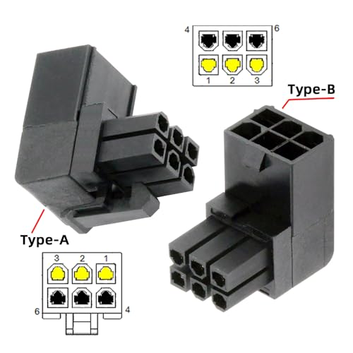 Adaptador de conector ATX 6Pin macho a hembra ángulo 90° x2 miniatura 7