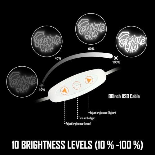 Image of Congrats Grad Neon Sign for Wall Decor Graduation Neon Led Sign Dimmable Graduation Light Up Sign for Backdrop Congrats Neon Light Sign for Class Of 2026 Party Dorm Celebration Gifts