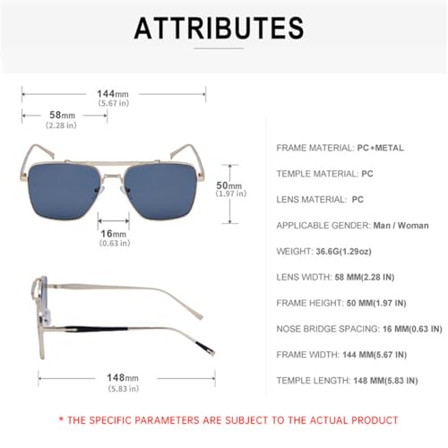 Retro Men's Square Shades Metal Gradient Glasses Frame Outdoor Cycling Driving Sun Protection2