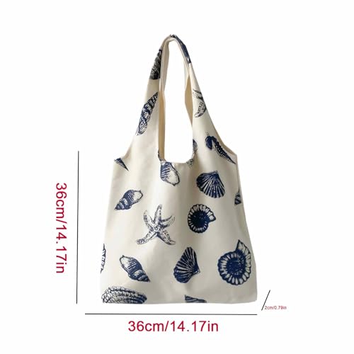 Bolso Tote de Lona con Estampado Náutico para Mujer miniatura 6
