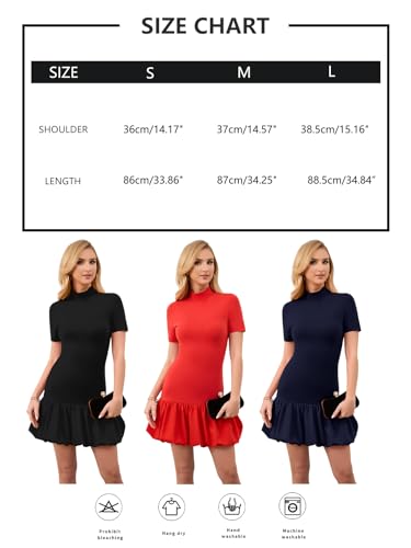 Women Sexy Bodycon Dresses Turtleneck Short Sleeve Mini Dresses Mock Neck Bubble Dress Homecoming Dresses Party Dress4