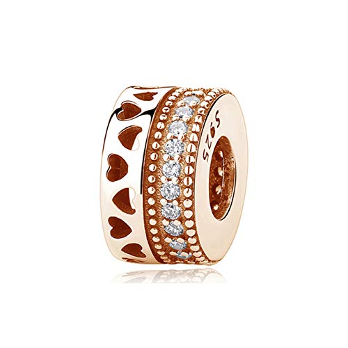 Abalorio de plata de ley 925 CMBSSTFC con colgante espaciador de clip en elegante oro rosa