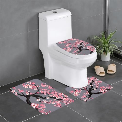 Tapis de salle de bain antidérapants de qualité supérieure ensemble 3 pièces cerisier