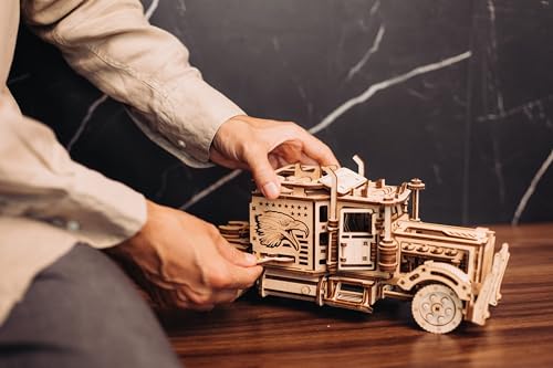 Wood Trick Big Rig Truck Car 3D Wooden Puzzles for Adults and Kids to Build - Rides up to 6ft - 14x6″ - Realistic Semi Truck - Wooden Models Engineering DIY Project Mechanical Wood 3D Puzzles Kits