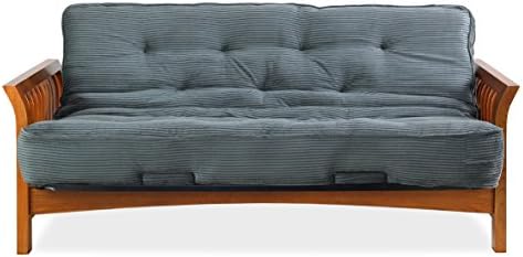 Sofas 2 Go Boston Vintage Oak Futon Frame W/ 8" Visco Pocketed Coil Innerspring Futon Futon Frame with Mattress One Size Forest Green Corduroy