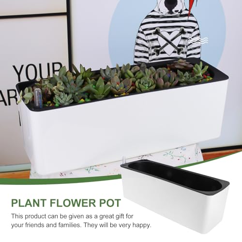 Pot de fleurs blanc avec indicateur de niveau d'eau potager intérieur en PP - 4