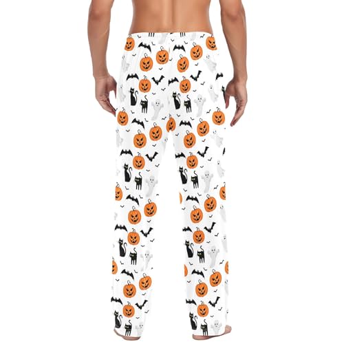Halloween Stickers Men's Cotton Pajama Pants with Pockets and Drawstring Comfortable and Stylish,S3