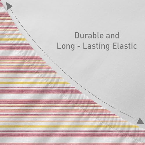 Image of MYTRIDENT Soft Comfort Bedsheet for Double Bed King Size | 182 cm x 198 cm + 30 cm | 200 TC, Sateen Weave, 100% Cotton, Elastic fittedsheet with 2 Pillow Covers and Breathable - Bloom Era
