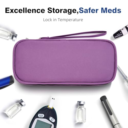 Image of apollo walker Insulin Cooler Travel Case with Ice Packs and Insulation | TSA Approved Includes 2 x 90g ice packs for 9-hour cooling insulin pens & syringes for Diabetics to Carry (Purple)