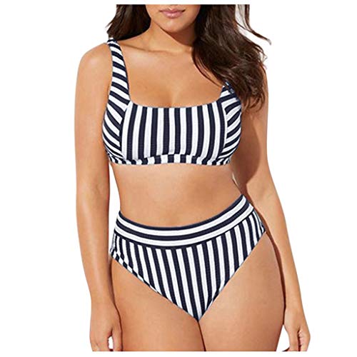 Bikinis Mujer,Dragon868 Talla Grande a Rayas de Traje de Baño Dos Piezas Conjunto de Bikini con Acolchado Push Up para Mujer Braguitas de Bikini de Cintura Alta, XL XXL XXXL XXXXL