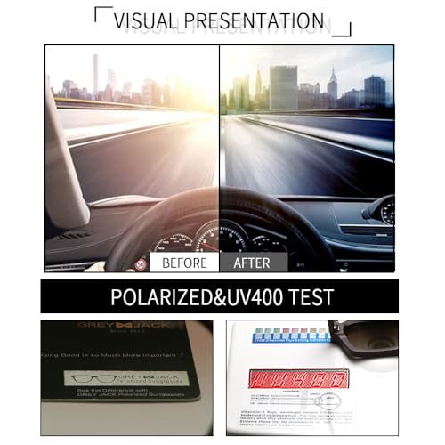 Image of grey jack TR90 Rectangle Polarized Sunglasses for Men Women,Stylish Full Rim Eyewear for UV Protection 21040