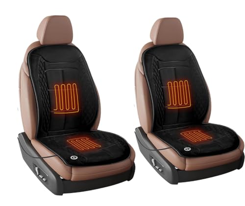 Buybai 2Pcs Car Seat Covers Set Universal Car Seat Cover Comfortable Leather Seat Cushion Automatic Seat Protector Fit SUV Truck Van (2Pack-Black)