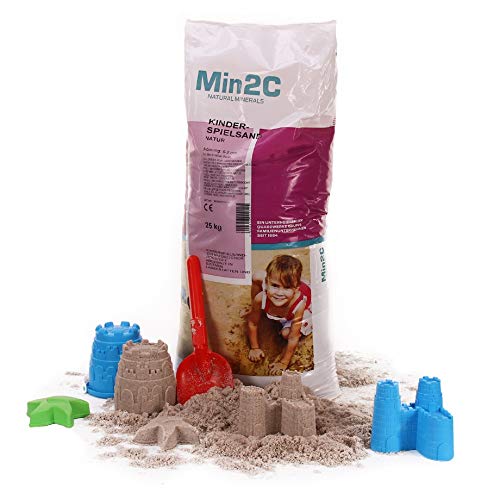 A&G-heute Min2C 25kg Spielsand Quarzsand | Fein gesiebt und geprüft | Hochwertiger Sand für Sandkasten Sandbox Kinderspiele Dekosand | Kinderspielsand Beige Qualität