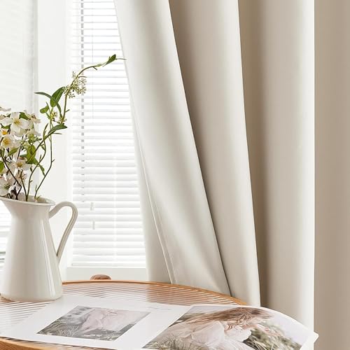 Image of Galaxy Home Decor Premium 100% True Blackout Eyelet Curtain for Long Door 8 Feet| Thermal Insulated Modern Plain Curtain for Living Room & Bedroom|Pack of 2, Beige