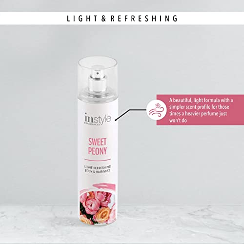 Instyle Fragrances Body & Hair Mist | Sweet Peony Scent | With Panthenol | Clean, Vegan, Paraben Free, Phthalate Free | Premium 8 Fl Oz Spray Bottle thumb #5