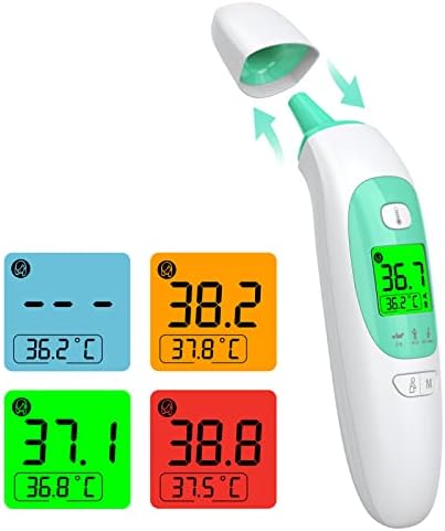 Termometr do uszu, bezdotykowy termometr do czoła i uszu, cyfrowy, medyczny termometr temperatury dla dorosłych, dzieci, niemowląt i obiektów z alarmem wysokiej temperatury