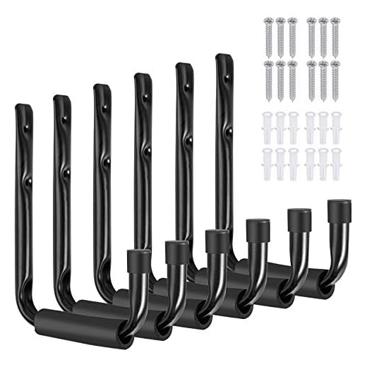 6PCS Gancho Pesados de Almacenamiento con Espuma EVA Ganchos Colgador Soporte para Escalera, Herramientas, Bicicletas, Ganchos Universales para Organización para Hogar, Garaje, Cobertizo, Almacen