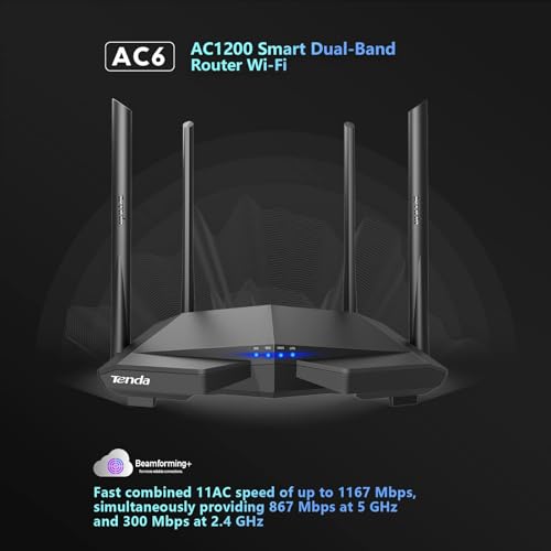 Tenda AC1200 Smart WiFi Router, High Speed Dual Band Wireless Internet Router with Smart APP, 4 x 100 Mbps Fast Ethernet Ports, Supports Guest WiFi, Access Point Mode, IPv6 and Parental Controls(AC6) - Image 3