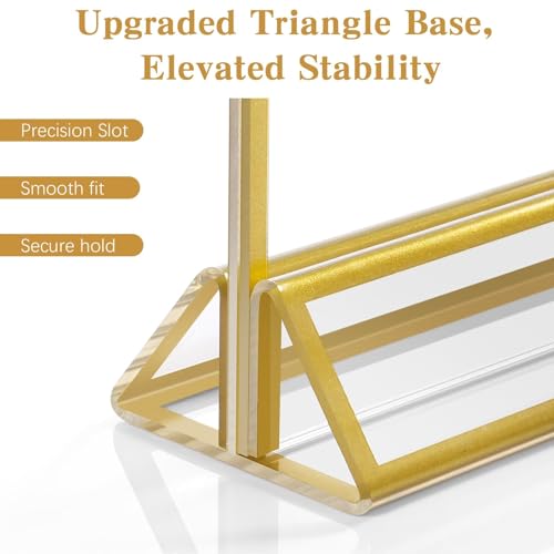Image of Dynta Acrylic Sign Holder 4x6 8 Pack Double Sided Clear Plastic Display Stands, Tabletop Menu Holder, Flyer Display for Wedding, Party, Restaurant, Office, Retail (Gold Frame)