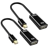 Mini DisplayPort to HDMI Adaptor DP(Thunderbolt Compatible) to HDMI 4Kx2K Converter Gold-Plated Cord for MacBook, Mac mini, Microsoft Surface Pro 3/4 (Black, Mini DP to HDMI (2 Pack))