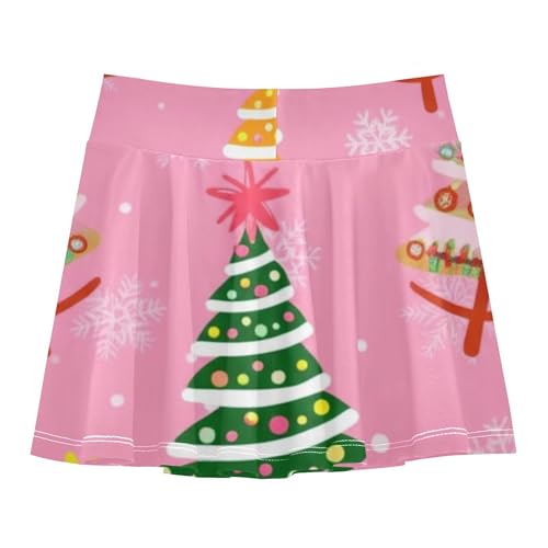 Joisal Christmas Trees Pink Athletic Shorts Girls Skorts Kids Tennis Skirts Cartoon Flowy Skort 3t2