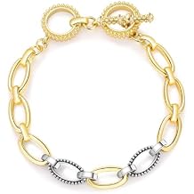 Gold Bracelets for Women, Two Tone Link Chain Bracelets Circles Gold and Silver Adjustable Bracelets Wire Bangle Classic Costume Jewelry for Women Gifts