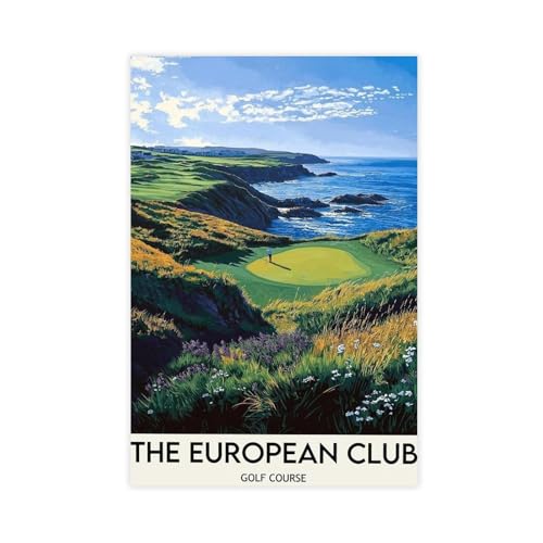 Parcours de golf européen : toile décorative murale moderne pour salon et chambre