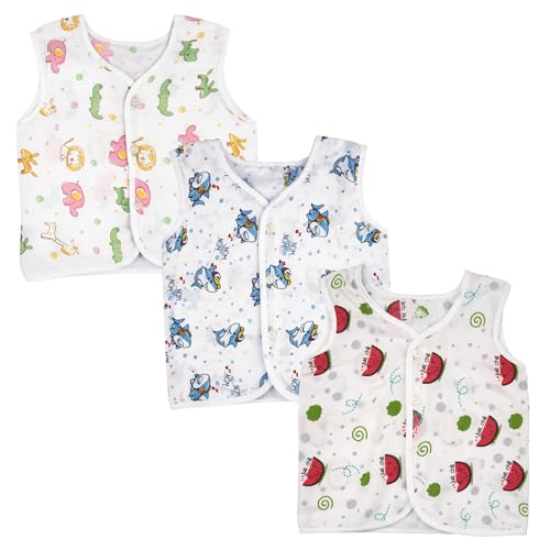 Image of little PANDA Muslin Cotton Baby Jabla | Soft Breathable Newborn Jhabla for Baby 0-3 & 3-6 Months | Organic Cotton Sleeveless Front Open Vest for Boys & Girls