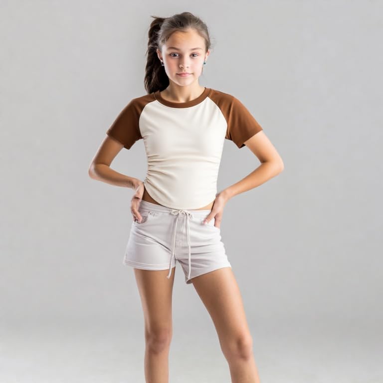 Girls Short Sleeve Athletic Shirt, Clothes for Girls, Kids & Teen Tops, Quick-Dry Raglan Sports T-Shirt2