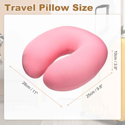 Almohada de viaje en forma de U 28 cm rosa miniatura 2