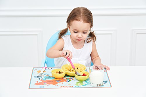 Uncle Wu Kids Learning World Map Placemats/Post Wall - 16 X 12 Inch Waterproof #TOP5