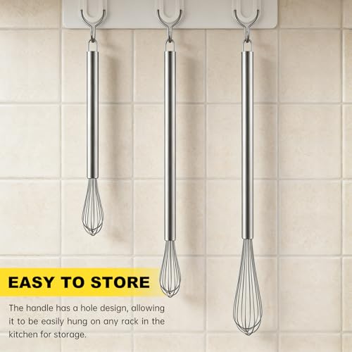 Image of NileHome Mini Whisks Stainless Steel Whisk Set 7 inch 9 inch 11 inchKitchen Small Wisk Balloon Wire Tiny Whisks for Cooking, Whisking, Blending, Beating, Stirring 3 Pack