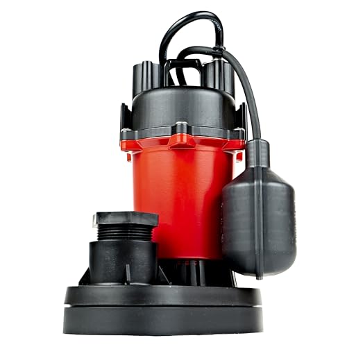 Red Lion RL-SP33T 115-Volt, 1/3 HP, 3200 GPH Aluminum and Thermoplastic Sump Pump with Tethered Switch and 8-Ft. Cord, Red, 14942740 by Red Lion - Used condition - US$50.06
