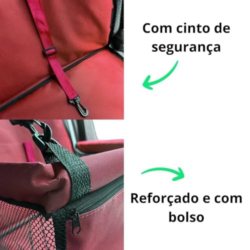 Kit 2 Cadeirinhas de transporte Pet Carro Cachorro/Gato Com Cinto Passeio/Viagem (Vermelho, Único)
