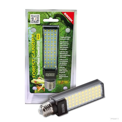 Exo Terra energieeffiziente LED Lampe Forest Canopy, für das Wachstum von tropischen Pflanzen, für Terrarien, mit integriertem Vorschaltgerät, 8W, E27, 6500 K, 1 Stück (1er Pack)