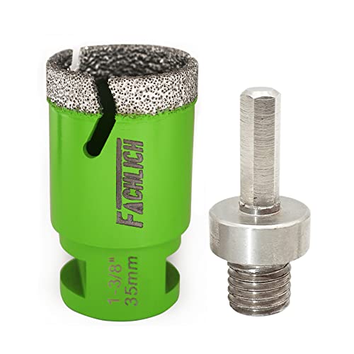 Image of Diamond Core Drill Bits 1-3 /8 inch 35mm 5 /8-11 Thread Plus Adapter 5 /8 inch-11 Male to 3 /8 inch Hex Shank,Tile Hole Saws for Porcelain Tile,Granite,Marble,Concrete,Masonry