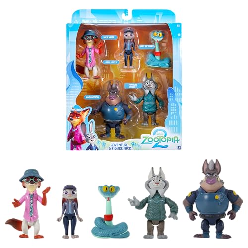 Disney’s Zootopia 2 Adventure 5-Pack - Articulated 3” Figures with 2 Undercover Characters - Collector’s Series - Suitable for Ages 4+