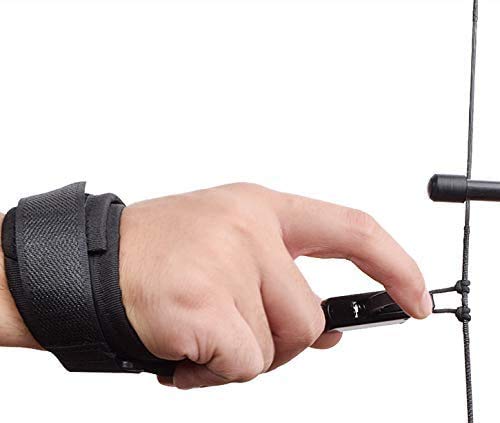 NIKA ARCHERY Archery Compound Bow Release Aid Trigger Caliper Shooting Camo/Black Design - Adjustable Black Wrist Strap (Pack of 1) - Thumbnail 2
