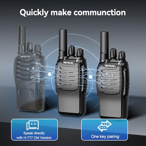 Image of Retevis H-777 Walkie Talkies with 6 Way Charger, Flashlight, USB-C 6 Pack | Crystal-Clear Audio & Emergency Alert VOX Hands-Free Rechargeable Portable FRS Two-Way Radios for School, Event Use