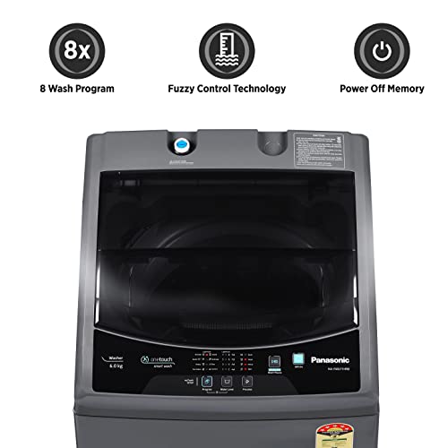 Panasonic 6 Kg 5 Star Fully-Automatic Top Loading Washing Machine ( NA-F60LF1HRB, Grey, Durable Metal Body, 8 Wash Program, Aquabeat wash technology, One touch smart wash) - Image 6