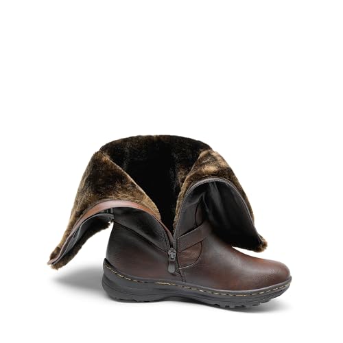 DREAM PAIRS Women's Knee High Boots Thick Faux Fur Lined Winter Snow Warm Boots with Zipper,Size 7,Brown,MINX