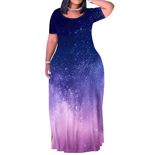 Image of Plus Size Maxi Dresses for Curvy Women T-Shirt Summer Sun Dresses Loose Fit