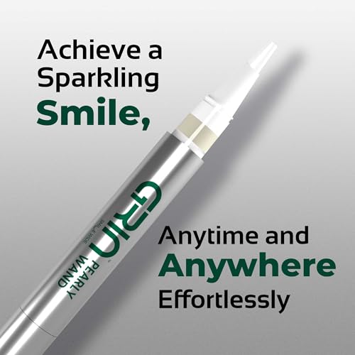 Image of GRIN Pearly Wand Teeth Whitening Pen-2ml | Instant Whitening Gel Pen for White Smile | Whiter Teeth Enamel Safe, Fresh Breath, Removes Stains from Coffee Tea Wine Pan Masala Gutka Tobacco