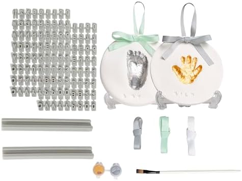 Pearhead Baby Handprint Footprint Frame - Andenken Rahmen Für Babyabdrücke In Grau